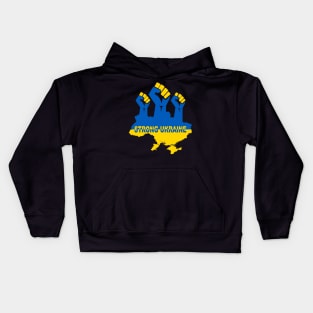 Ukraine Strong Ukraine Flag Kids Hoodie